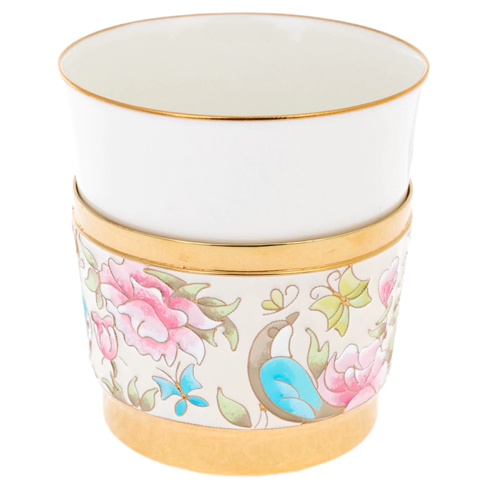 Silver and porcelain coffee pair "Flowers" for 1 person