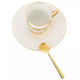 Кофейная пара из серебра и фарфора "Цветы" на 1 персону