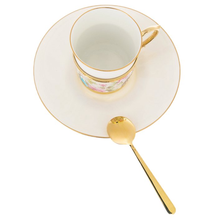 Silver and porcelain coffee pair "Flowers" for 1 person