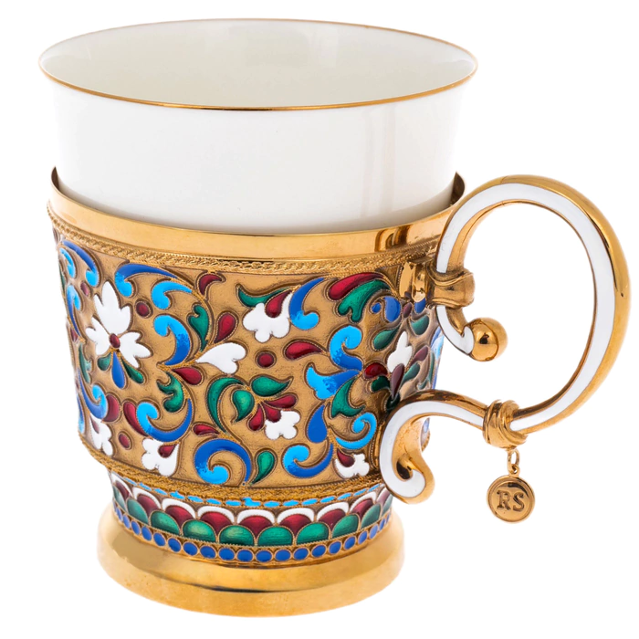 Silver and porcelain tea steamer "Painted" for 1 person