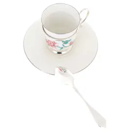 Чайная пара из серебра и фарфора "Цветок" на 1 персону