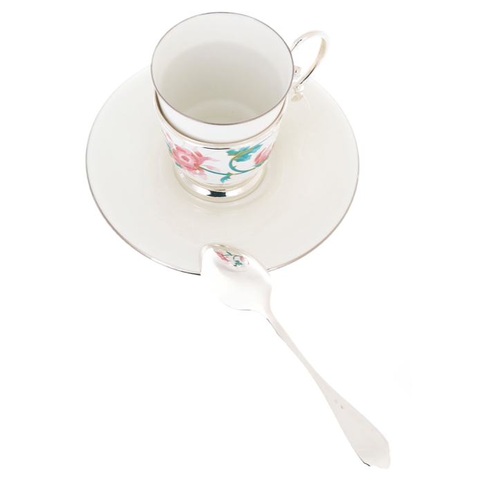 Silver and porcelain tea set "Flower" for 1 person