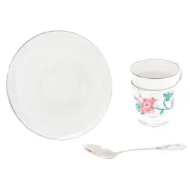 Чайная пара из серебра и фарфора "Цветок" на 1 персону