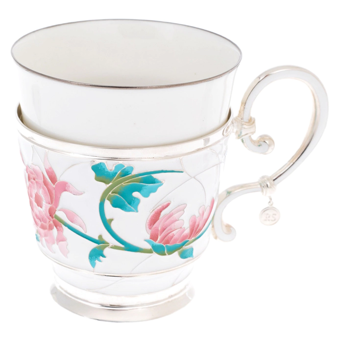 Silver and porcelain tea set "Flower" for 1 person