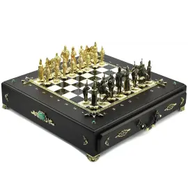 Шахматы-ларец из мрамора и долерита "Русь"