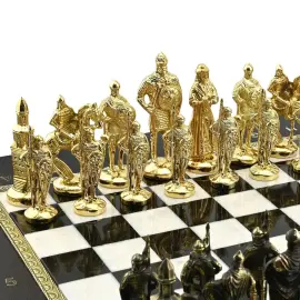 Шахматы-ларец из мрамора и долерита "Русь"