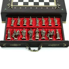 Шахматы-ларец из мрамора и долерита "Русь"