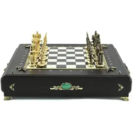 Шахматы-ларец из мрамора и долерита "Русь"