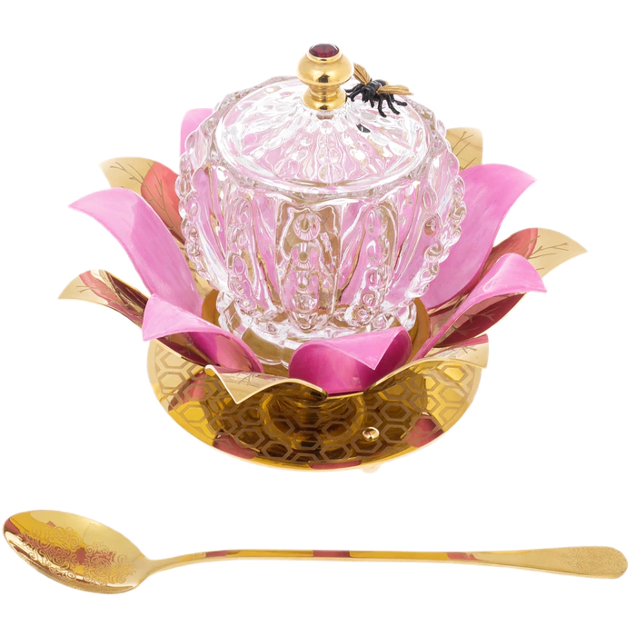Honeydew "Bud" with red cubic zirconia, Zlatoust