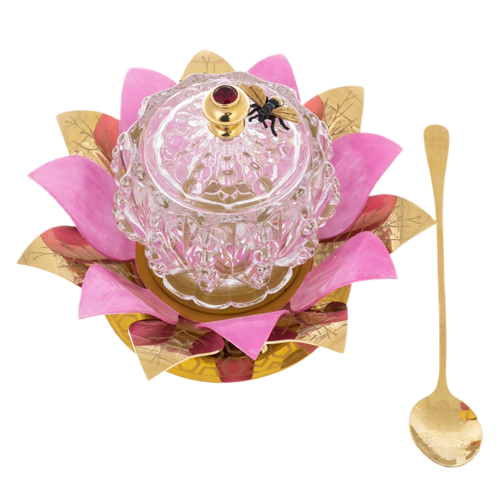 Honeydew "Bud" with red cubic zirconia, Zlatoust