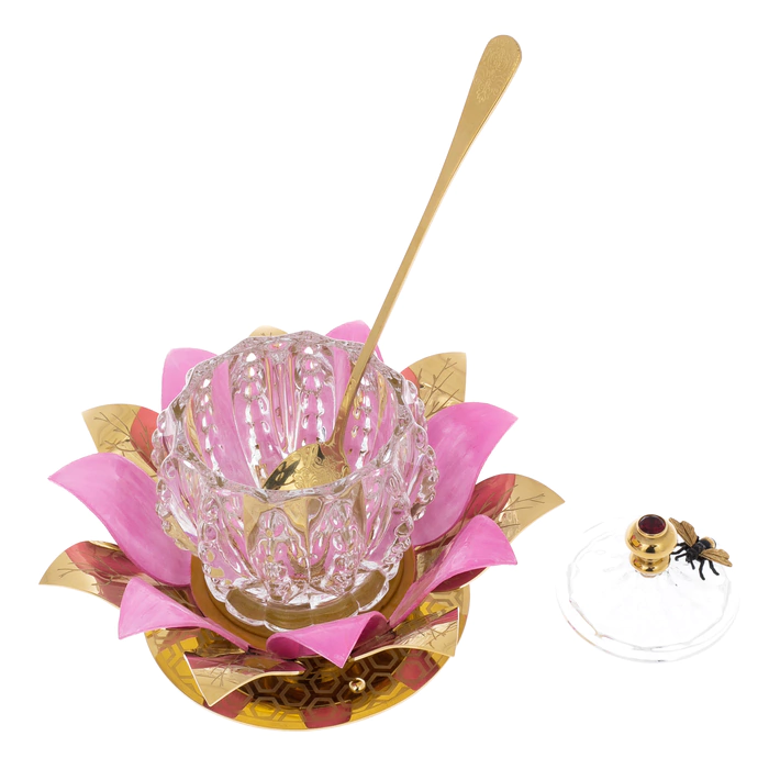 Honeydew "Bud" with red cubic zirconia, Zlatoust