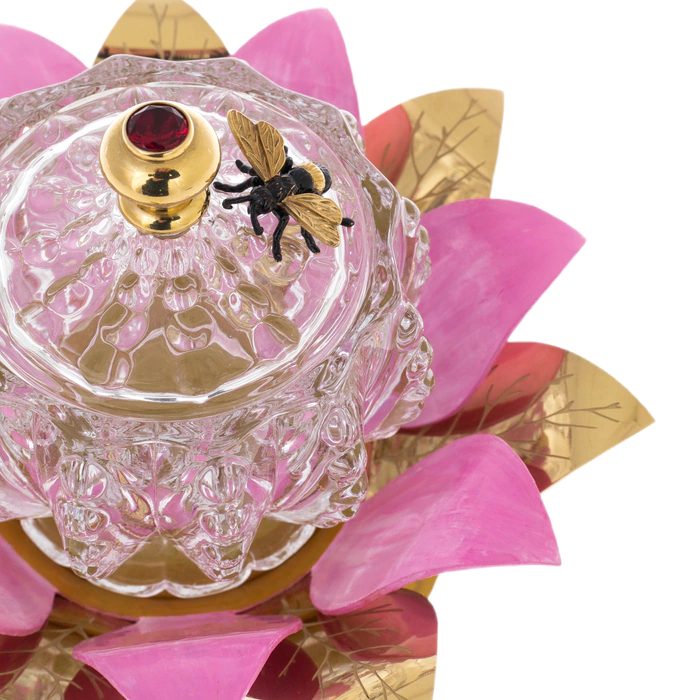 Honeydew "Bud" with red cubic zirconia, Zlatoust