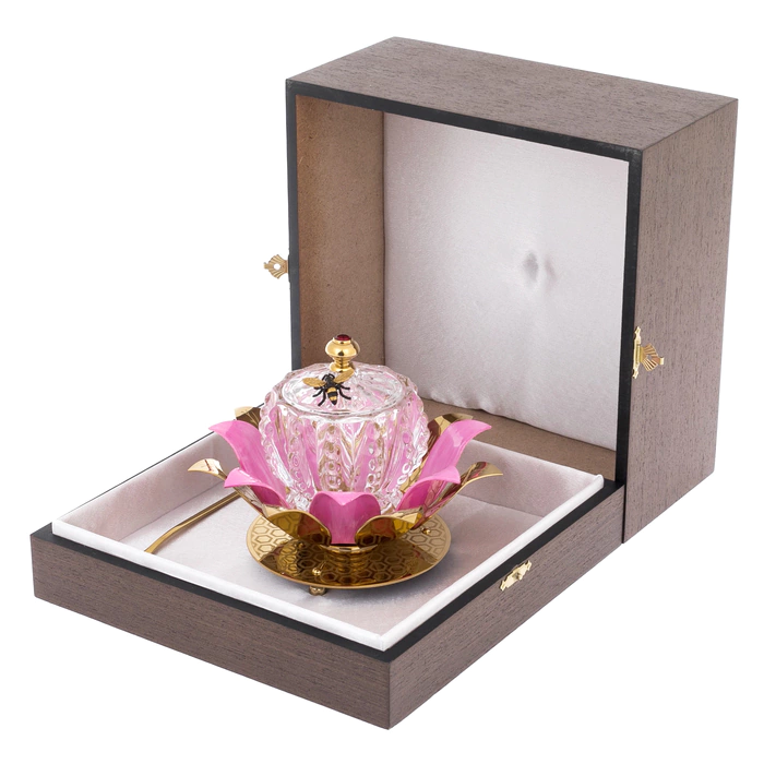 Honeydew "Bud" with red cubic zirconia, Zlatoust