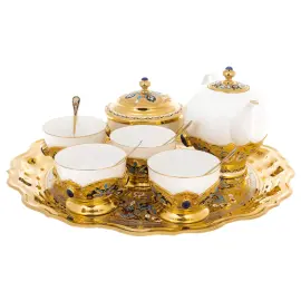 Чайный сервиз "Секрет Востока" с лазуритом и эмалями, на 4 персоны, Златоуст
