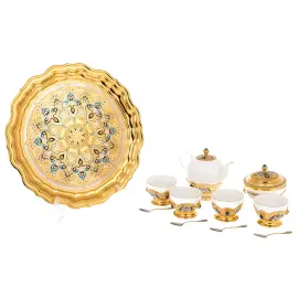 Чайный сервиз "Секрет Востока" с лазуритом и эмалями, на 4 персоны, Златоуст