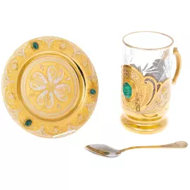 Чайный набор "Утро" с малахитом, Златоуст