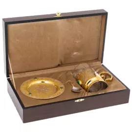 Чайный набор "Утро" с малахитом, Златоуст