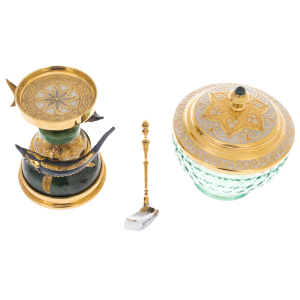 Caviar bowl "Gifts of the sea" on jade, Zlatoust