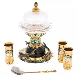 Набор для водки "Дары Нептуна" на нефрите, на 3 персоны, Златоуст