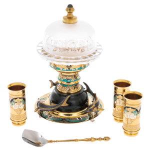 Vodka set "Gifts of Neptune" on jade, for 3 persons, Zlatoust