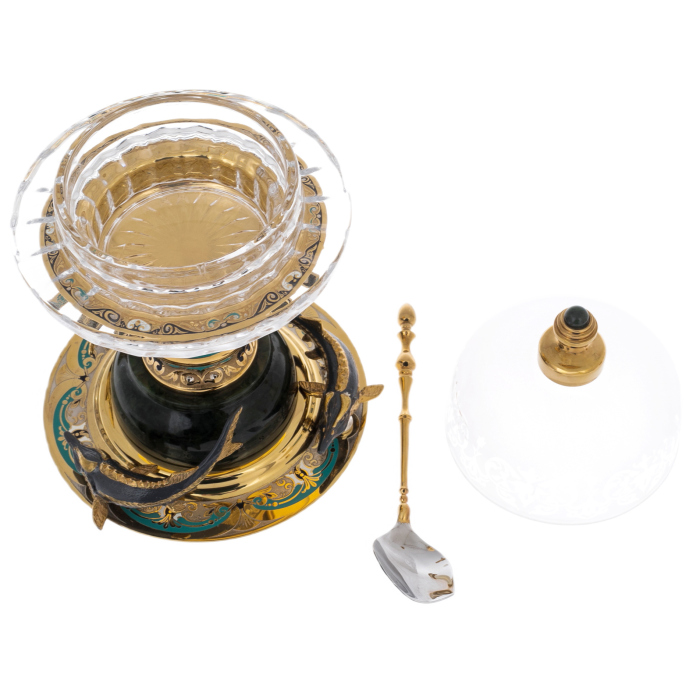 Vodka set "Gifts of Neptune" on jade, for 3 persons, Zlatoust