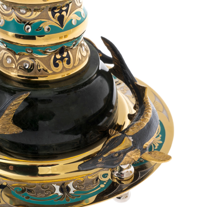Vodka set "Gifts of Neptune" on jade, for 3 persons, Zlatoust