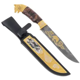 Нож сувенирный "Волк" из дамасской стали, Златоуст Нож сувенирный "Волк" из дамасской стали, Златоуст