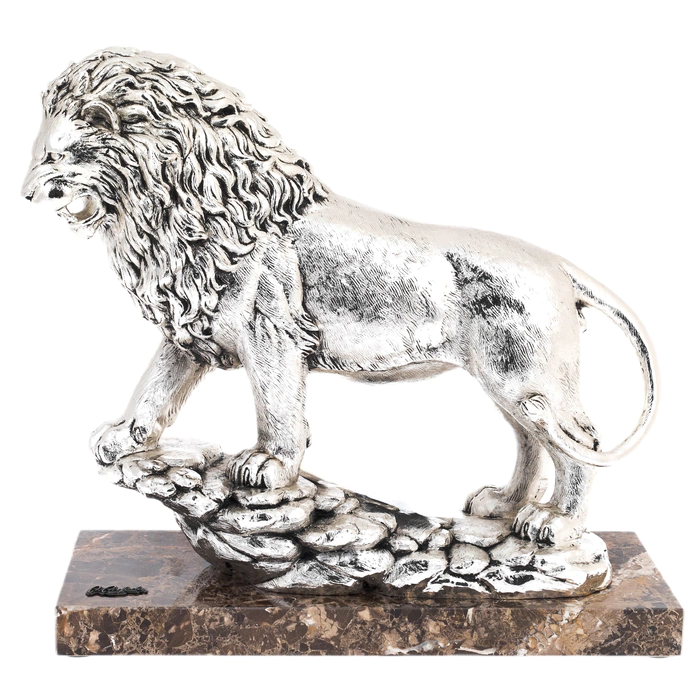 Sculpture "Lion" silver plated (Silver lion)