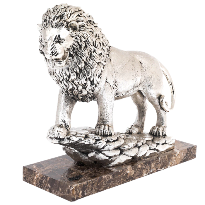 Sculpture "Lion" silver plated (Silver lion)