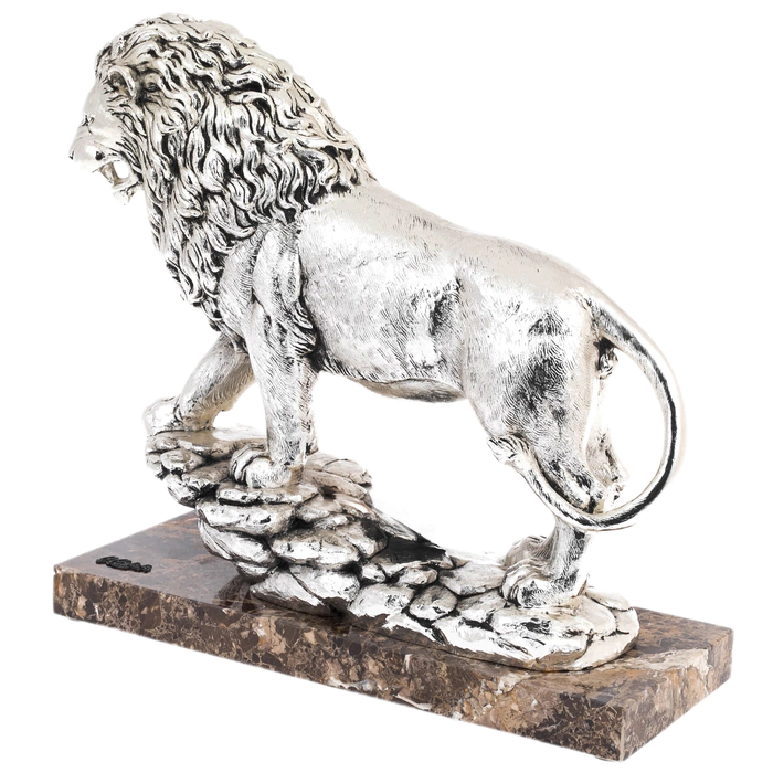 Sculpture "Lion" silver plated (Silver lion)