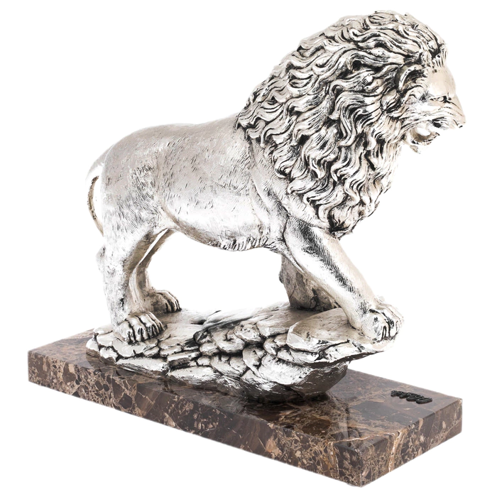 Sculpture "Lion" silver plated (Silver lion)