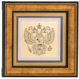 Painting on gold leaf "Double-headed eagle" monochrome