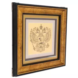 Painting on gold leaf "Double-headed eagle" monochrome