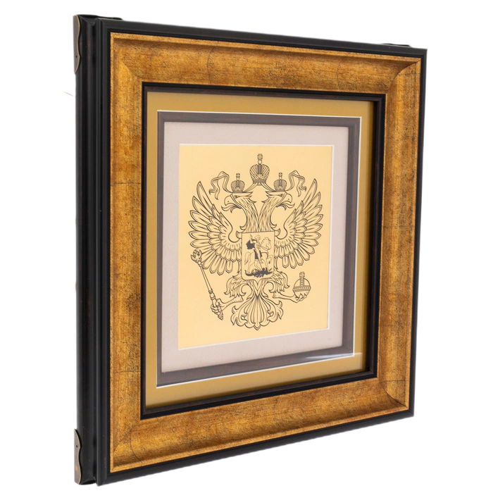 Painting on gold leaf "Double-headed eagle" monochrome