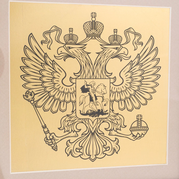 Painting on gold leaf "Double-headed eagle" monochrome