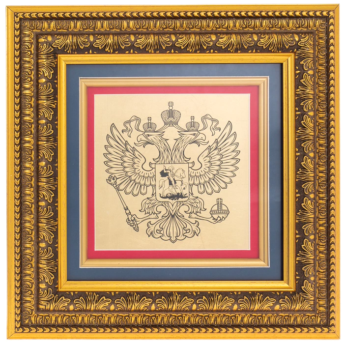 Painting on gold leaf "Double-headed eagle" monochrome