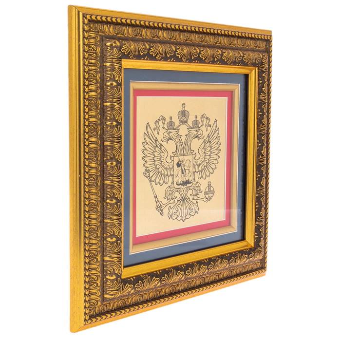 Painting on gold leaf "Double-headed eagle" monochrome