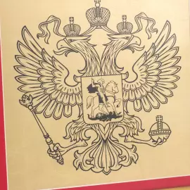 Картина на сусальном золоте "Двуглавый орёл" монохром