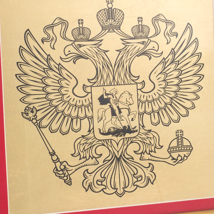 Painting on gold leaf "Double-headed eagle" monochrome