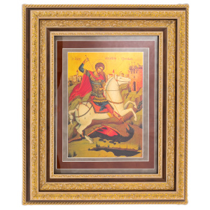 Painting on gold leaf "George the Victorious" brown/beige