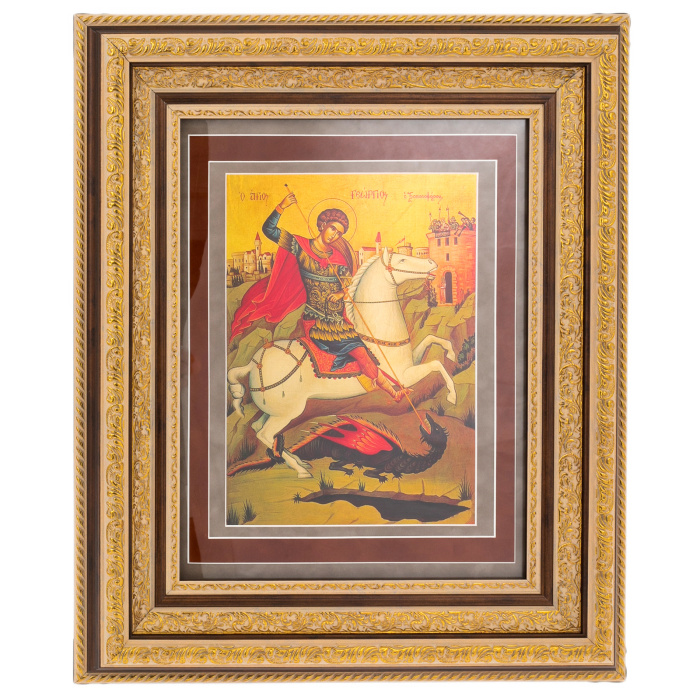 Painting on gold leaf "George the Victorious" brown/beige
