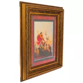 Картина на сусальном золоте "Георгий Победоносец" изумруд/терракот