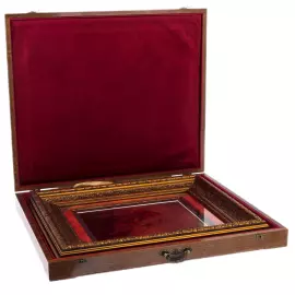 Картина на сусальном золоте "Георгий Победоносец" изумруд/терракот