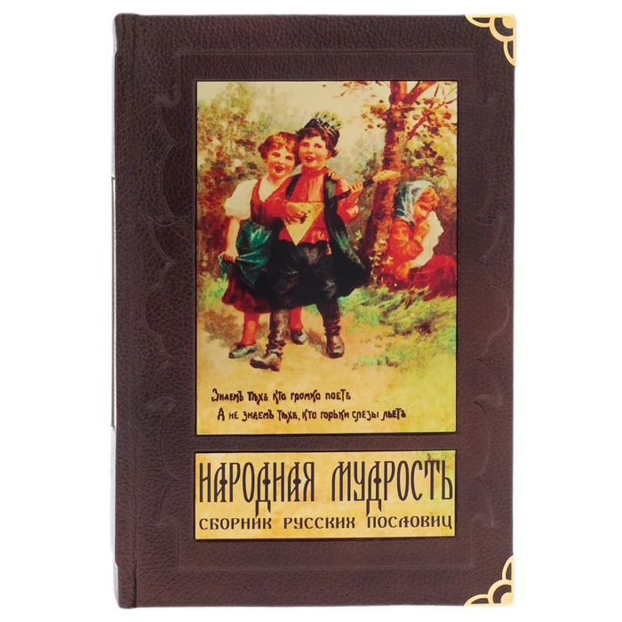 The leather-bound book "Folk wisdom. Collection of Russian proverbs" in a box