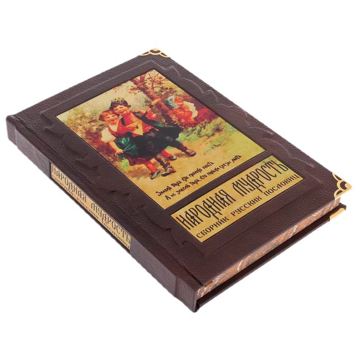 The leather-bound book "Folk wisdom. Collection of Russian proverbs" in a box