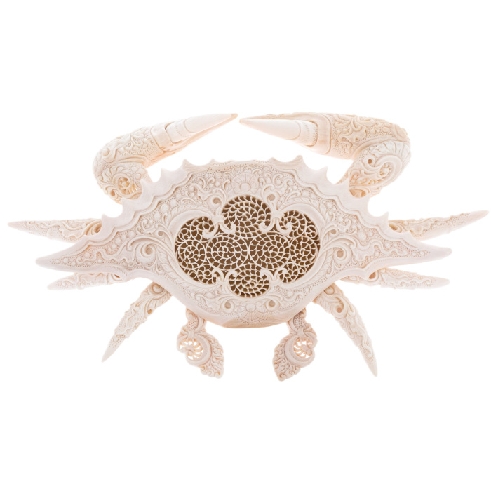 Highly artistic sculpture of a mammoth tusk "Crab"