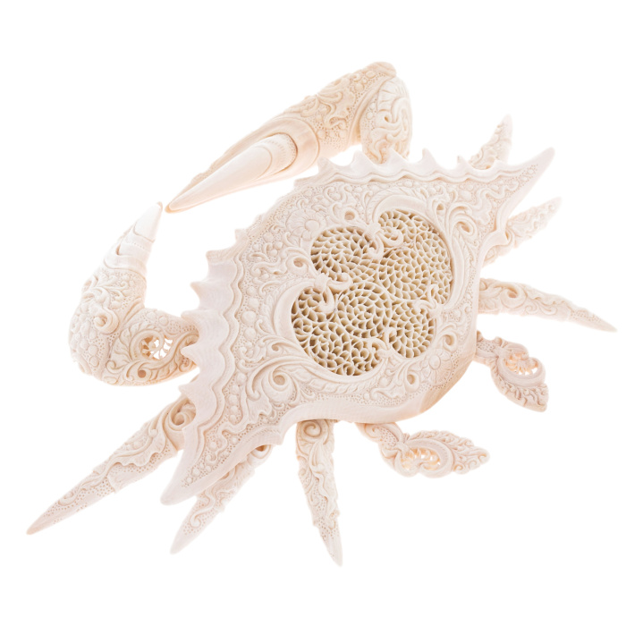 Highly artistic sculpture of a mammoth tusk "Crab"
