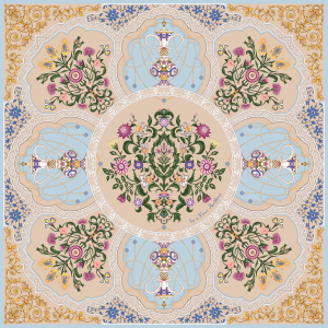 Women's shawl "Gardens of the East" with hand stitching