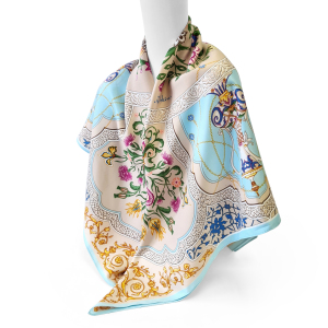 Women's shawl "Gardens of the East" with hand stitching