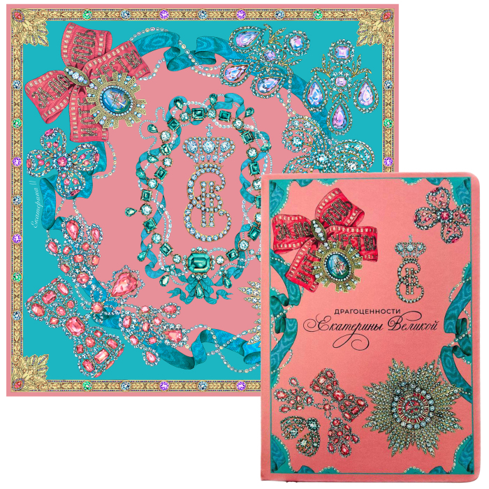 Catherine the Great Jewelry gift set with handkerchief and notebook